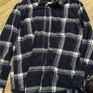 Aeropostale Navy and White Plaid Casual Button Down Shirt